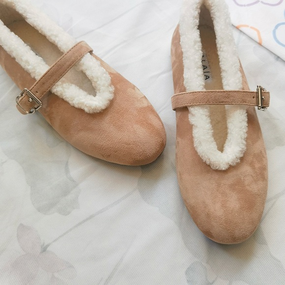 Alaia Lambswool Mary Jane Flats - Picture 2 of 7